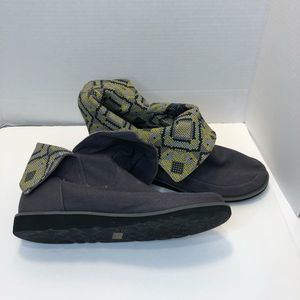 Sanuk gray slip on fold down top shoes, size 9.5